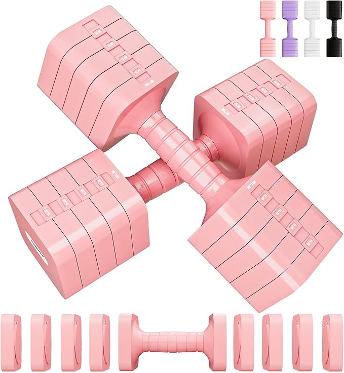 Adjustable Dumbbell Set for Women Men 16LB 20LB Hand Weights Dumbbells Sets Woman Exercise Fitness