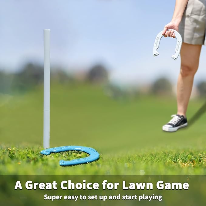 Horseshoes Outside Game Set - Universal Size Lawn Horseshoes Outdoor Games for Parties Beach