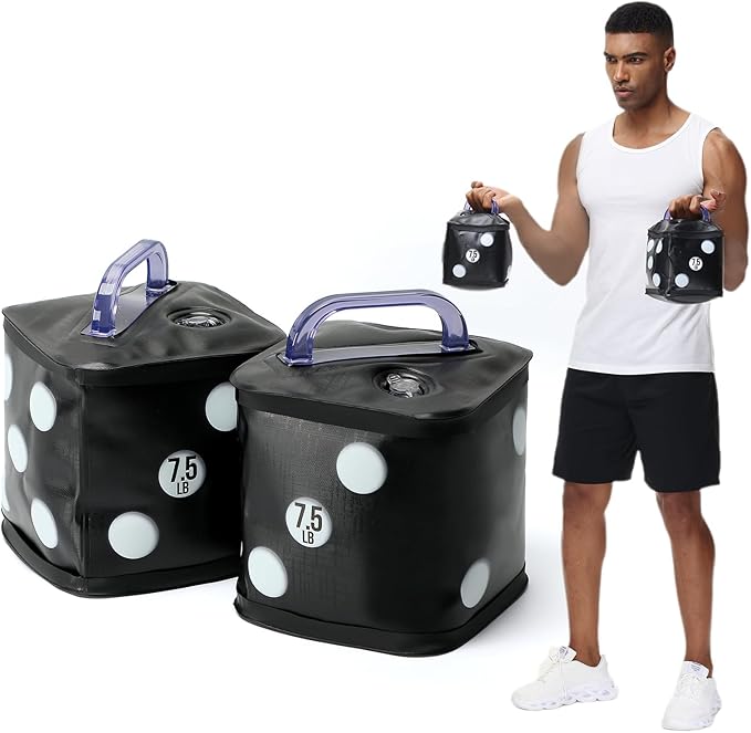 Travel Dumbbells, Water Filled Dumbbells Set, Fitness Exercise Dice 15/20 lbs, Portable Fitness