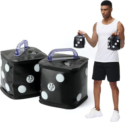 Travel Dumbbells, Water Filled Dumbbells Set, Fitness Exercise Dice 15/20 lbs, Portable Fitness