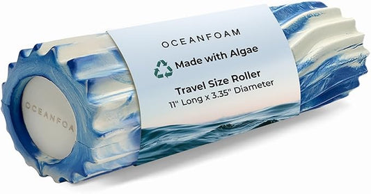 Oceanfoam Ripple Travel Foam Roller (11" x 3.35") Firm Mini Foam Roller for Physical Therapy, Deep