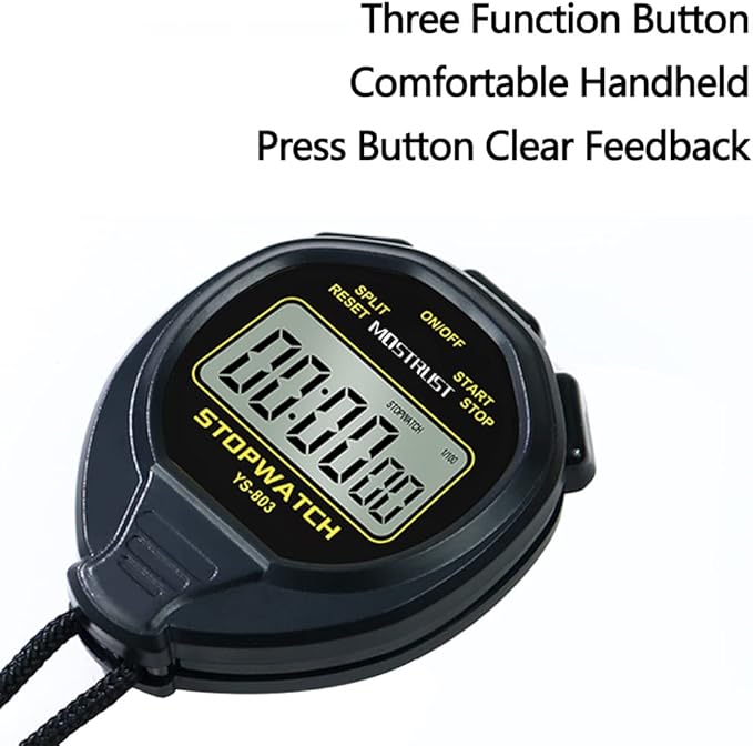 Digital Simple Stopwatch, 1/30 Lap Basic Stopwatch, No Bells, No Clock, No Alarm, Silent, Child