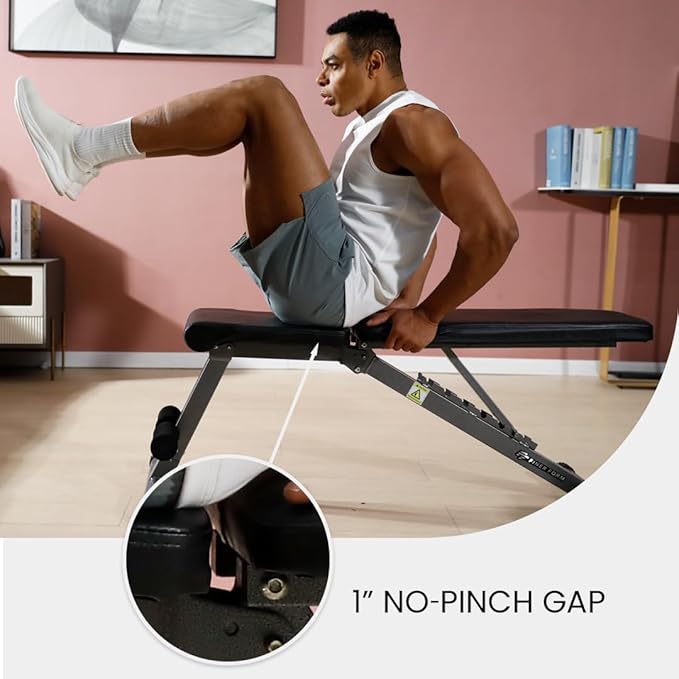 Finer Form 5-in-1 Weight Bench, Adjustable & Foldable for Bench Press, Strength Training and Full
