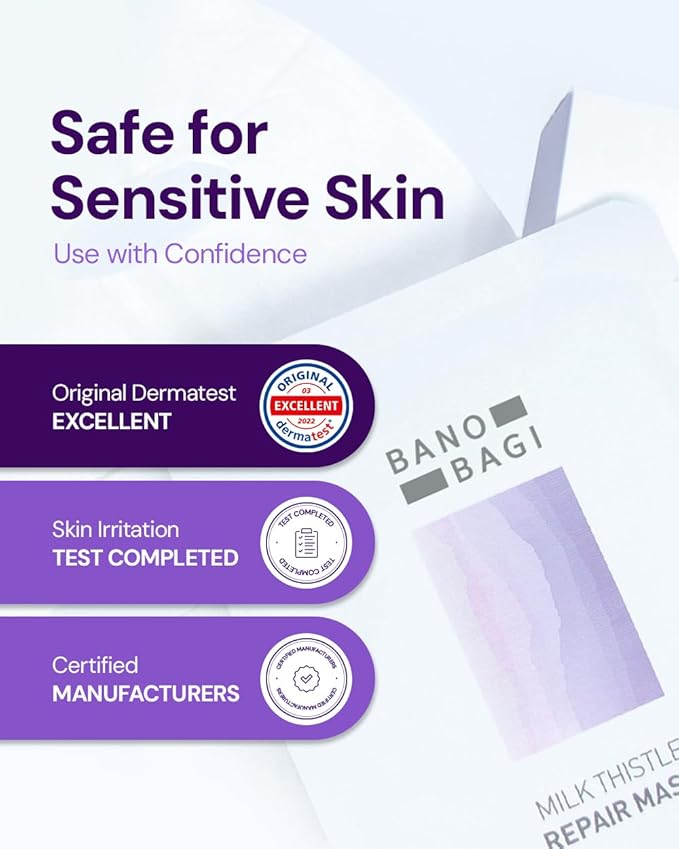 Milk Thistle Repair Face Mask ??Korean Skin Care with Centella, Hyaluronic Acid & Adenosine |