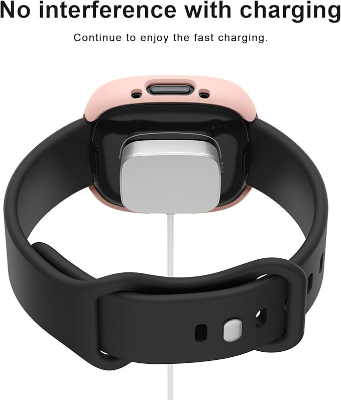 Vancle Case for Fitbit Versa 4 / Fitbit Sense 2, 4-Pack Screen Protector Tempered Glass Full Around