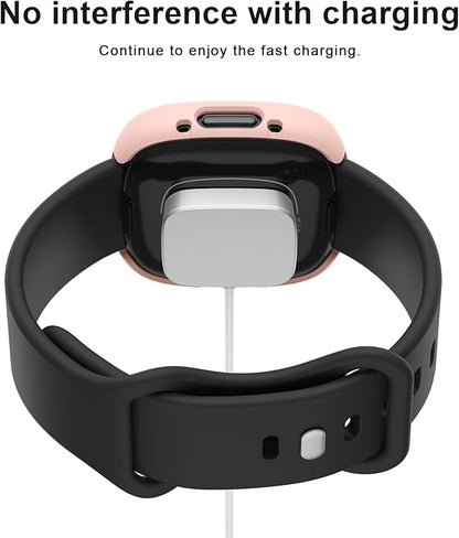 Vancle Case for Fitbit Versa 4 / Fitbit Sense 2, 4-Pack Screen Protector Tempered Glass Full Around