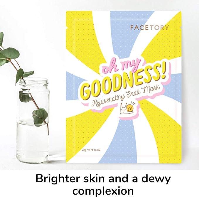 FACETORY K Beauty Face Mask Skin Care - OH MY GOODNESS REJUVENATING SNAIL Sheet Mask with Snail