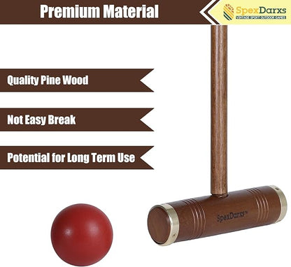35’’ Six Player Croquet Game, Croquette Set with Premium Wooden Mallets/Colored