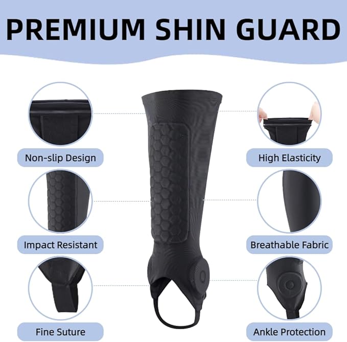 Soccer Shin Guards, Soccer Shin Guard Pads with Calf and Ankle Protection, SoccerProtective