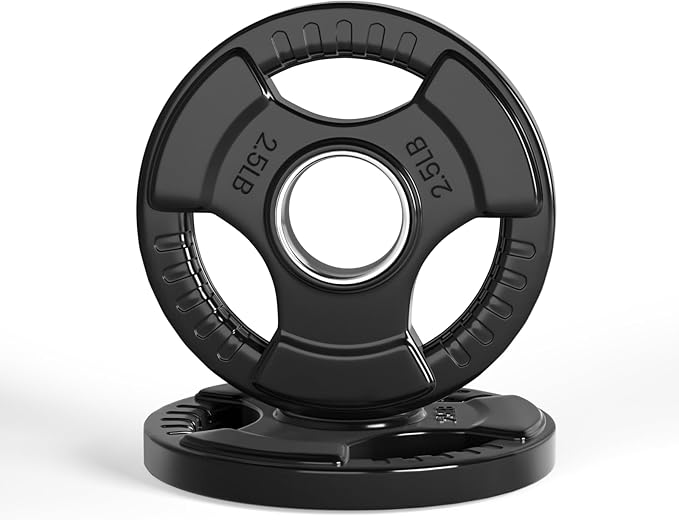 LIONSCOOL 2-Inch Rubber Olympic Grip Weight Plates for Strength Training, Weightlifting, Solid Cast