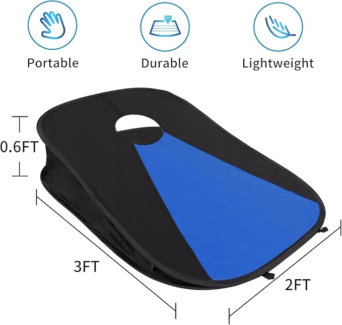 Portable PVC Framed Cornhole Game Set with 2 Collapsible Cornhole Boards, 8 Bean Bags and Carrying
