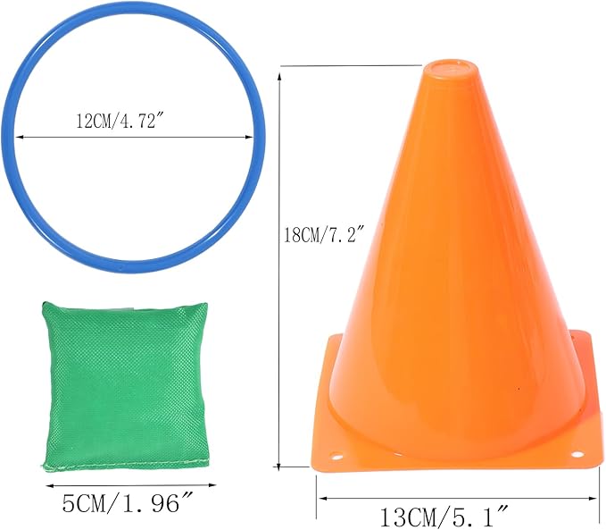 42 pcs 3-in-1 Carnival Games Set Plastic Colorful Cones Ring Toss Combo Set Outdoor Carnival Games
