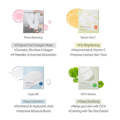 SUNGBOON EDITOR Deep Collagen CICA Tea tree Overnight Mask 37gx4ea | Real Collagen Face Mask with