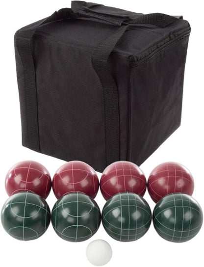 Bocce Ball Set Regulation Size - Lawn Game for Backyard or Beach - Includes Red and Green Bocce