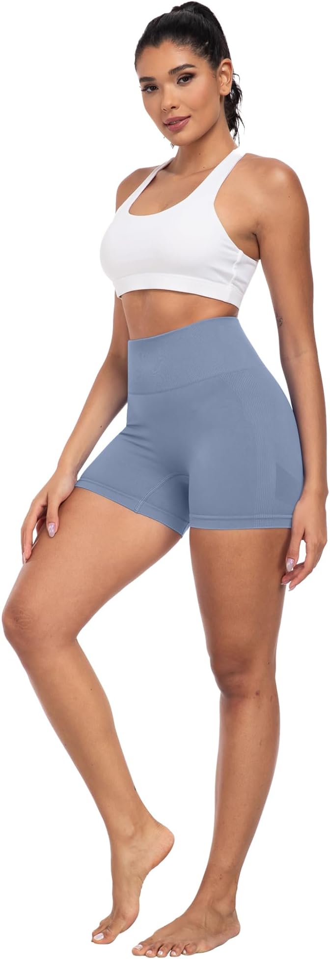 CHRLEISURE Women's 4 Packs Workout Gym Shorts, High Waisted Butt Lifting Scrunch Butt Seamless