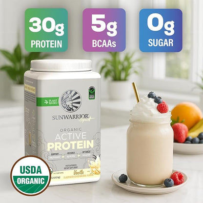 Sunwarrior Organic Plant Based Protein Powder | Vegan Organic Protein Powder with BCAA Amino Acids