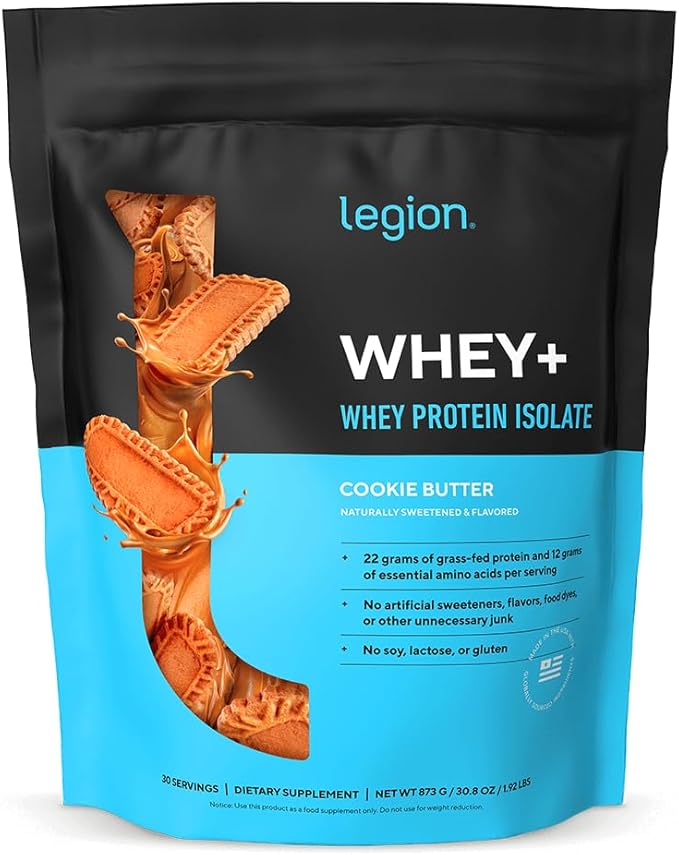 LEGION Whey+ Protein Whey Isolate from Grass Fed Cows - Whey Protein Isolate Powder Low Calorie