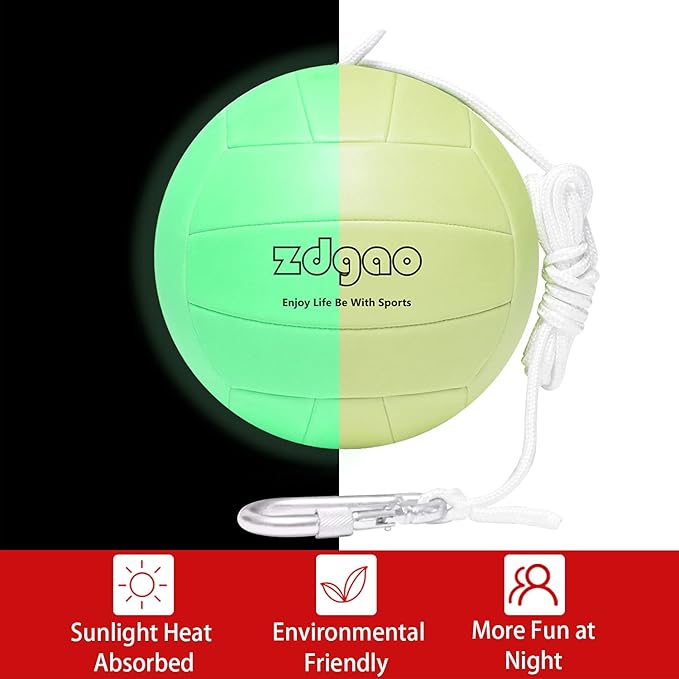 Portable Tetherball-Glow in The Dark Replacement Tether Ball with Carabiner, Ball Pump with Needle