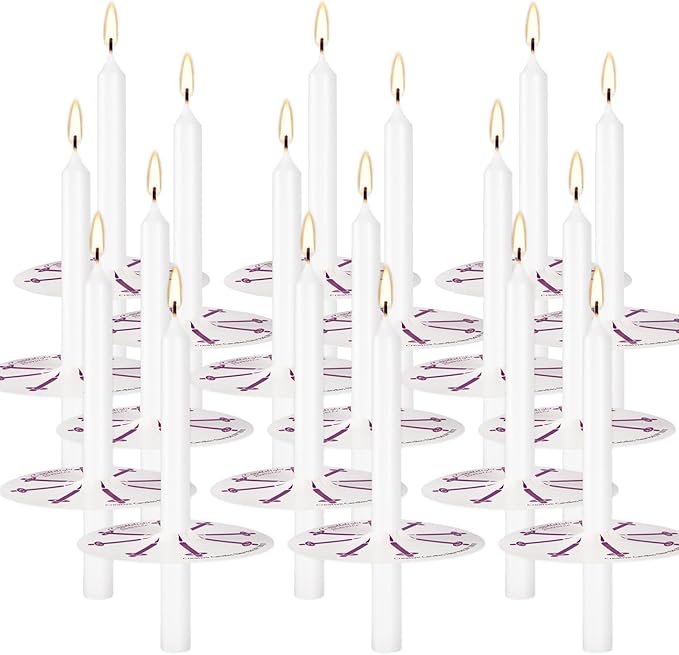 200 pcs Church Candles with Drip Protectors for Devotional Candlelight Vigil Service, Unscented