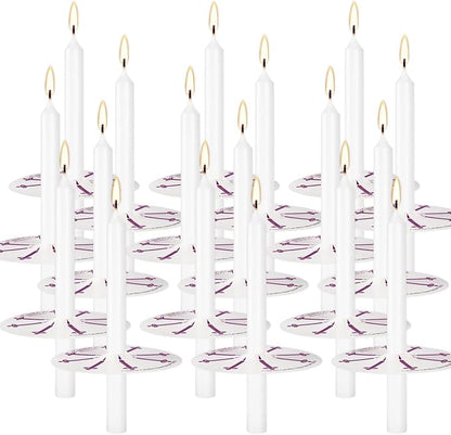 100 pcs Church Candles with Drip Protectors for Devotional Candlelight Vigil Service, Unscented