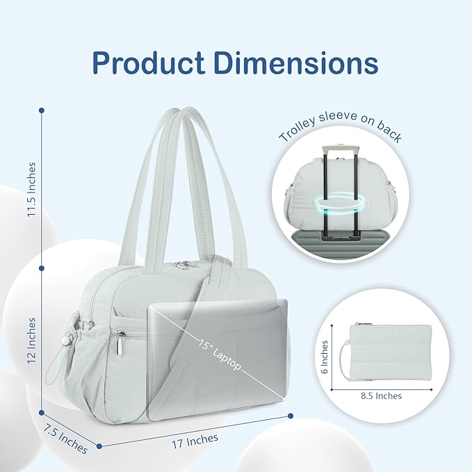 TOPDesign Travel Duffel Bag for Women, Puffer Gym Bag Sports Tote with Wet Pocket, Carry On