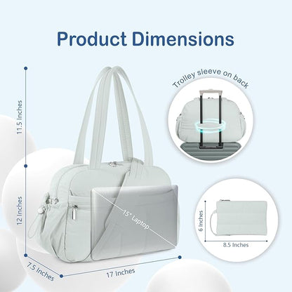 TOPDesign Travel Duffel Bag for Women, Puffer Gym Bag Sports Tote with Wet Pocket, Carry On