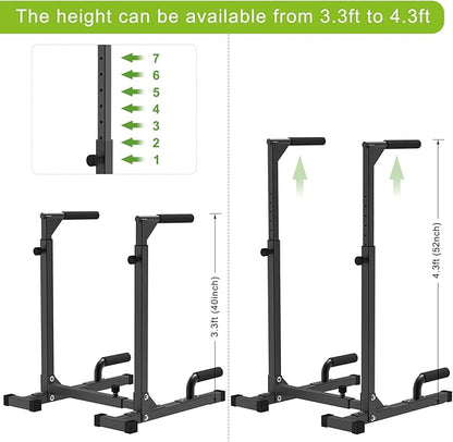 SELEWARE Heavy Duty Dip Bar, Adjustable Width & Height Dip Station Home Gym Fitness Equipment