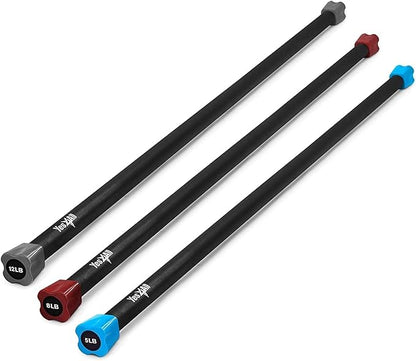 Yes4All Total Body Workout Weighted Bar, Resistance Band Bar, Racks for Strength Training, Exercise