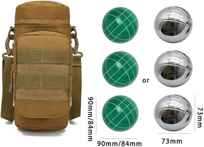 Bocce Ball Bag for 90mm 84mm 73mm 3 Bocce Game,Multifunctional, Zip Design, Powerful. Size: 27 x 12