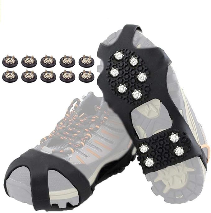 Ice Cleats for Shoes and Boots, Ice Snow Traction Cleats Grippers, Non Slip Shoe Ice Grippers,10