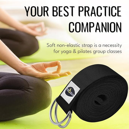 TECEUM Yoga Strap & Mat Strap – 2 IN 1 – Cotton – 6 ft 8 ft 10 ft (30+ colors) – Adjustable