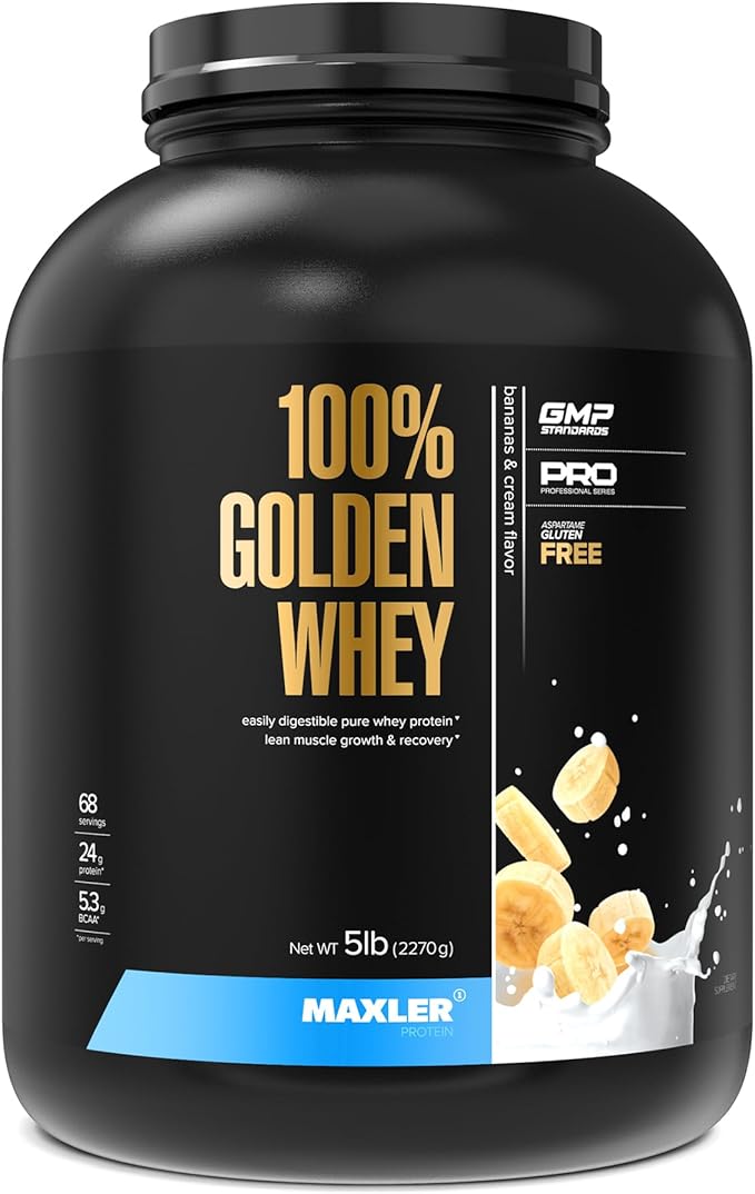 Maxler 100% Golden Whey Protein - 24g of Protein per Serving - Premium Whey Protein Powder for Pre