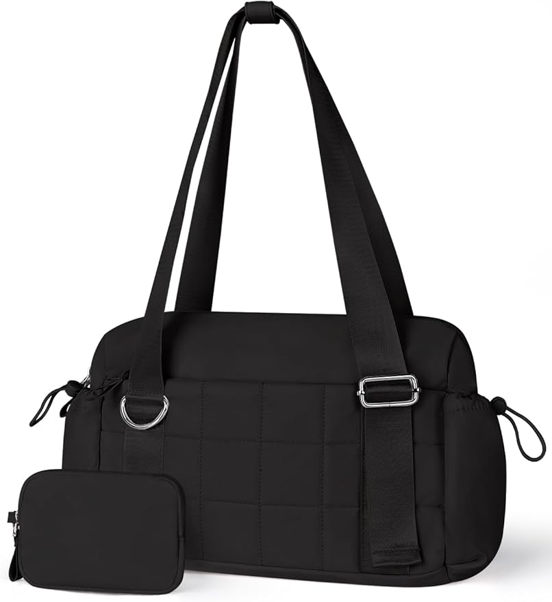 VUUDH Puffy Mini Gym Bag for Women, Carry On Multi-Pocket Water-Resistant Duffel, Lightweight