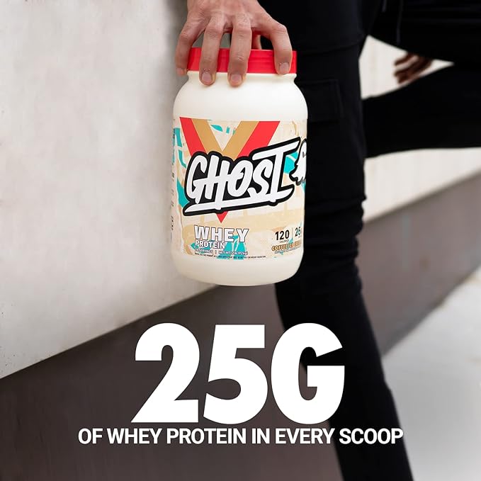 GHOST Whey Protein Powder, Coffee Ice Cream - 2LB, 25G of Protein - Whey Protein Blend - ­Post