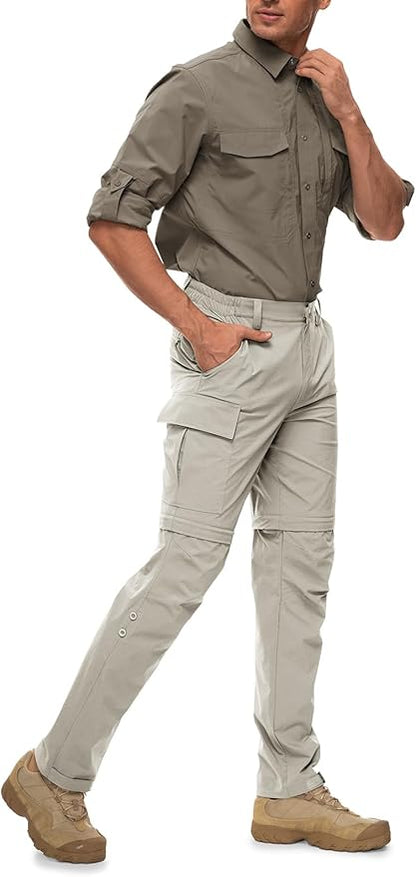 Wespornow Men's-Convertible-Hiking-Pants Quick Dry Lightweight Zip Off Breathable Cargo Pants for
