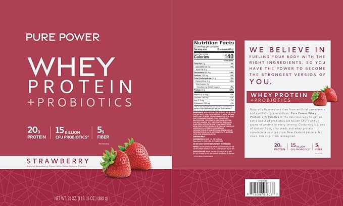 Dr. Mercola Pure Power Whey Protein + Probiotics - Supports Muscle Recovery & Digestive Health