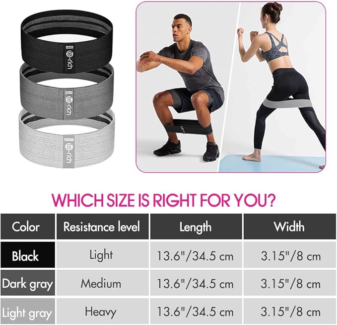 Resistance Bands, Fabric Workout Bands for Women & Men, Cloth Booty Resistance Loop Bands, Thick
