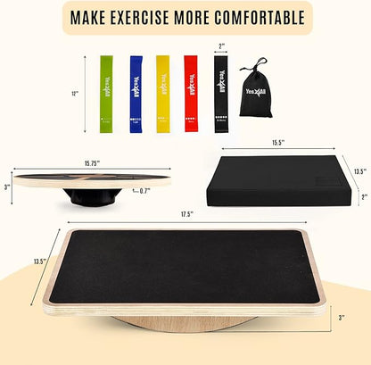 Yes4All Versatile Wooden Wobble Balance Board, Balance Trainer for Mobility Training, Standing
