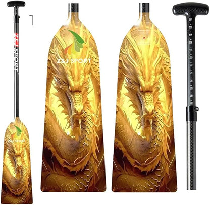 Z&J SPORT Adjustable Dragon Boat Paddle, IDBF Approved Carbon Fiber Paddle, Dragon Graphic Paddle