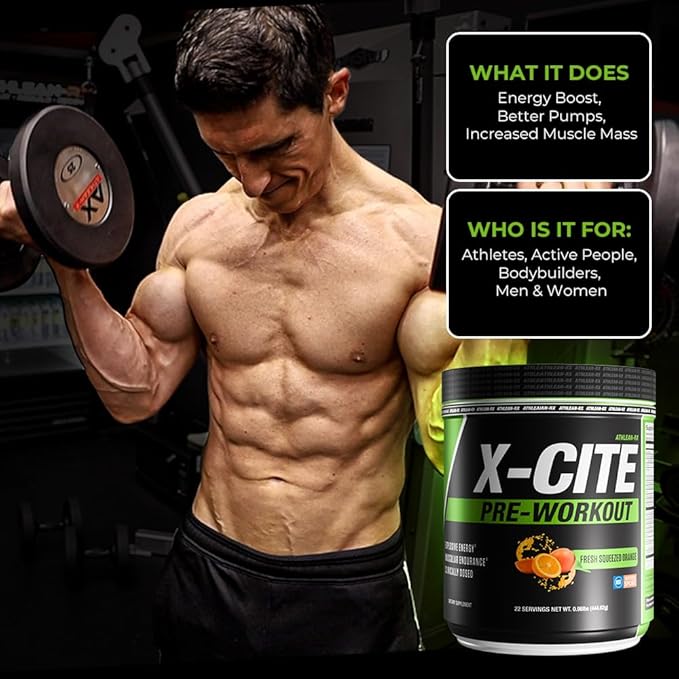 X-CITE Pre-Workout by ATHLEAN-X - Enhanced Formula with Beta-Alanine, Creatine & Caffeine for