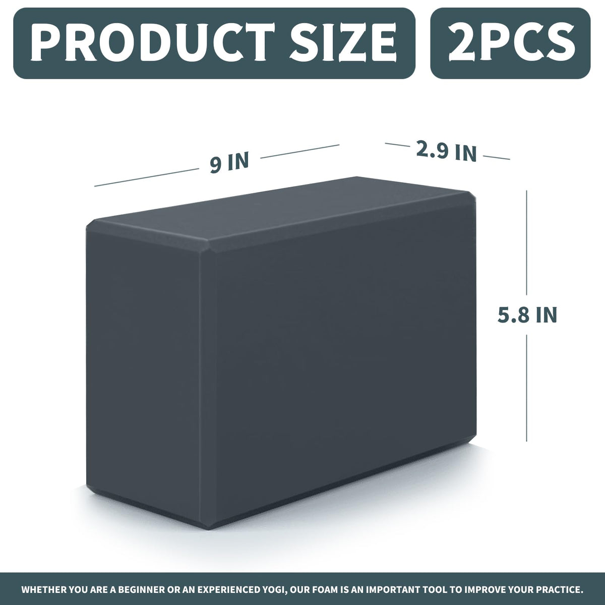 Yoga Blocks 2 Pack, 9x6x3in Pilates Block, Non-Slip Foam Brick for Exercise