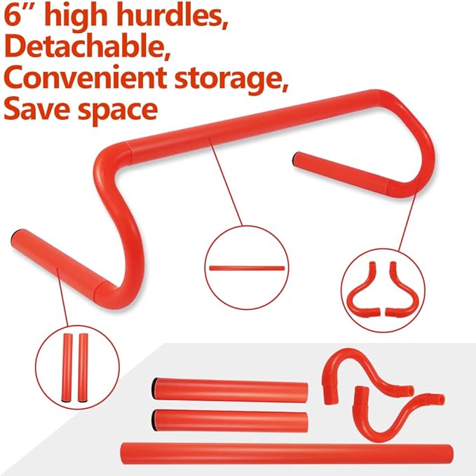 Speed & Agility Ladder Training Equipment Set, Includes 12 Rung 20ft Agility Ladder, 4 Agility