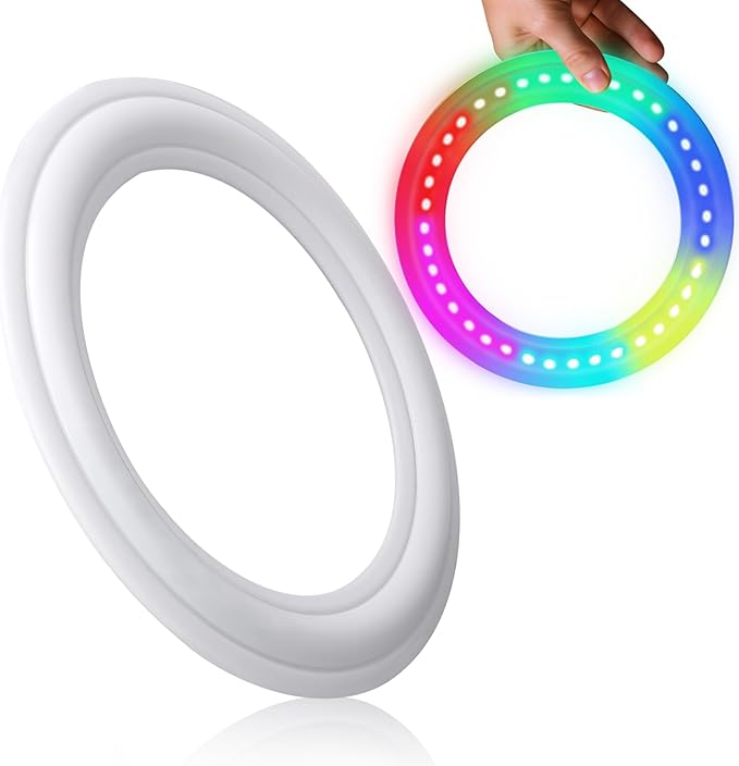 Amarlozn Light up Flying Ring Disc Toy for Kids Adults, 10" Rechargeable 12 Dynamic Modes Glow in