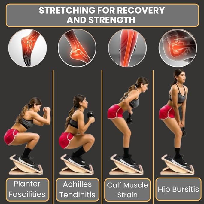 2-in-1 Fitness Slant Board for Calf Stretching Adjustable Incline Board for Mobility, Rehab, Yoga