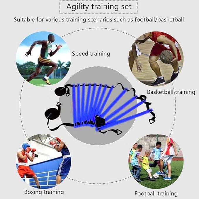 Football Training Equipment | Speed Agility Training Set, Including 1 Agility Ladder, 4 Steel