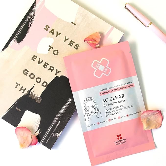 Leaders Insolution AC Clear Skin Clinic Mask | Snail Secretion & Tea Tree Oil for Acne, Redness