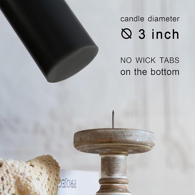 MOZEAL 3" x 4" Hand-Poured Unscented Candle,Dripless Pillar Candle Set of 3,Long Clean