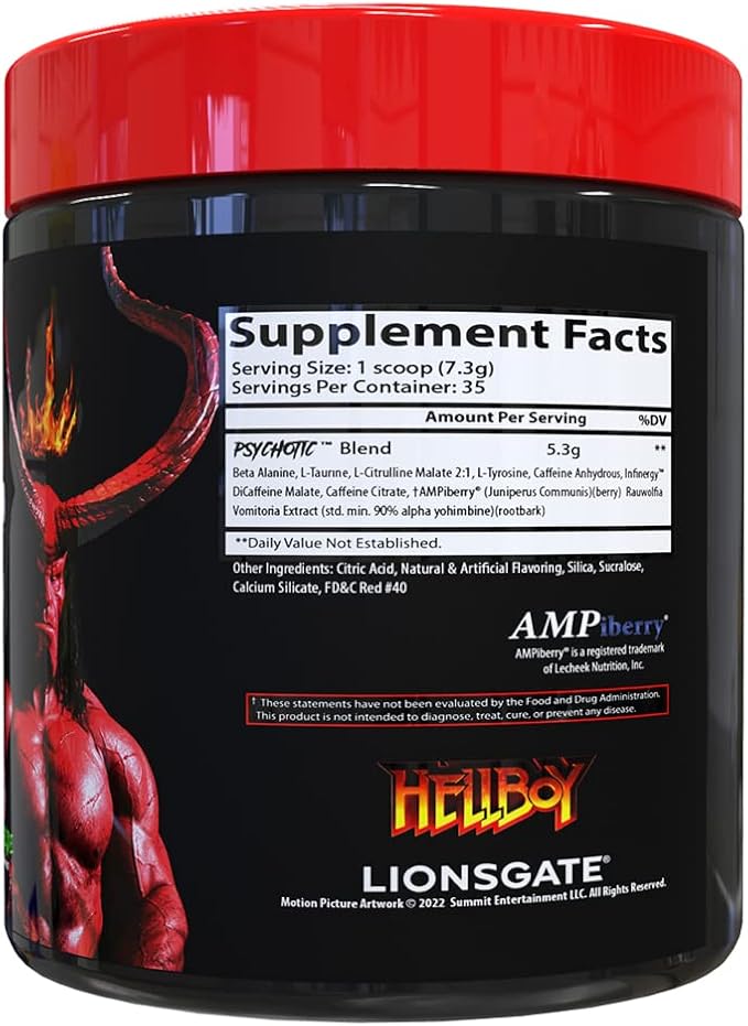 Insane Labz Hellboy Edition, High Stimulant Pre Workout Powder and NO Booster with Beta Alanine, L