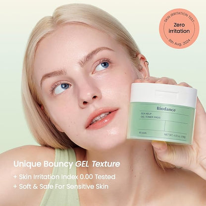 Biodance Sea Kelp Gel Toner Pads, Calming & Soothing for Sensitive Skin, Oil & Sebum Control