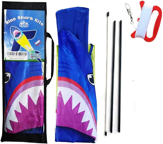 HONBO Large Shark Kites for Kids & Adults, Easy to Fly, Beginner Kite for Boys & Girls for Outdoor